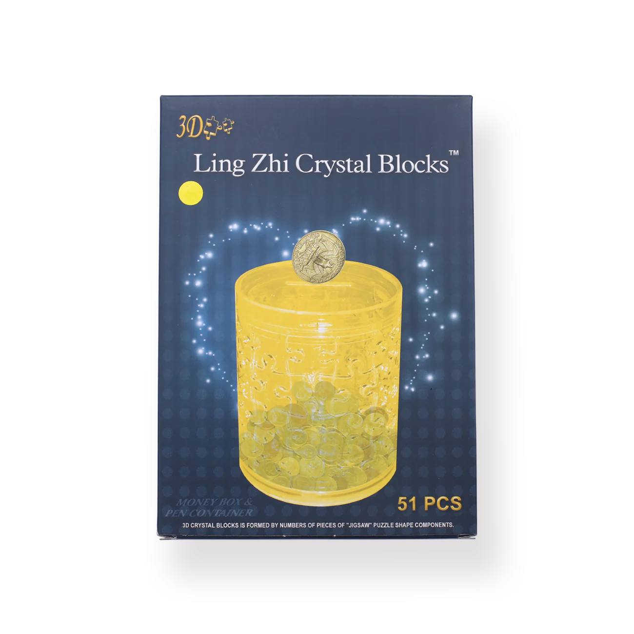 3D Crystal Puzzle Pen Holder - Yellow - Image 6
