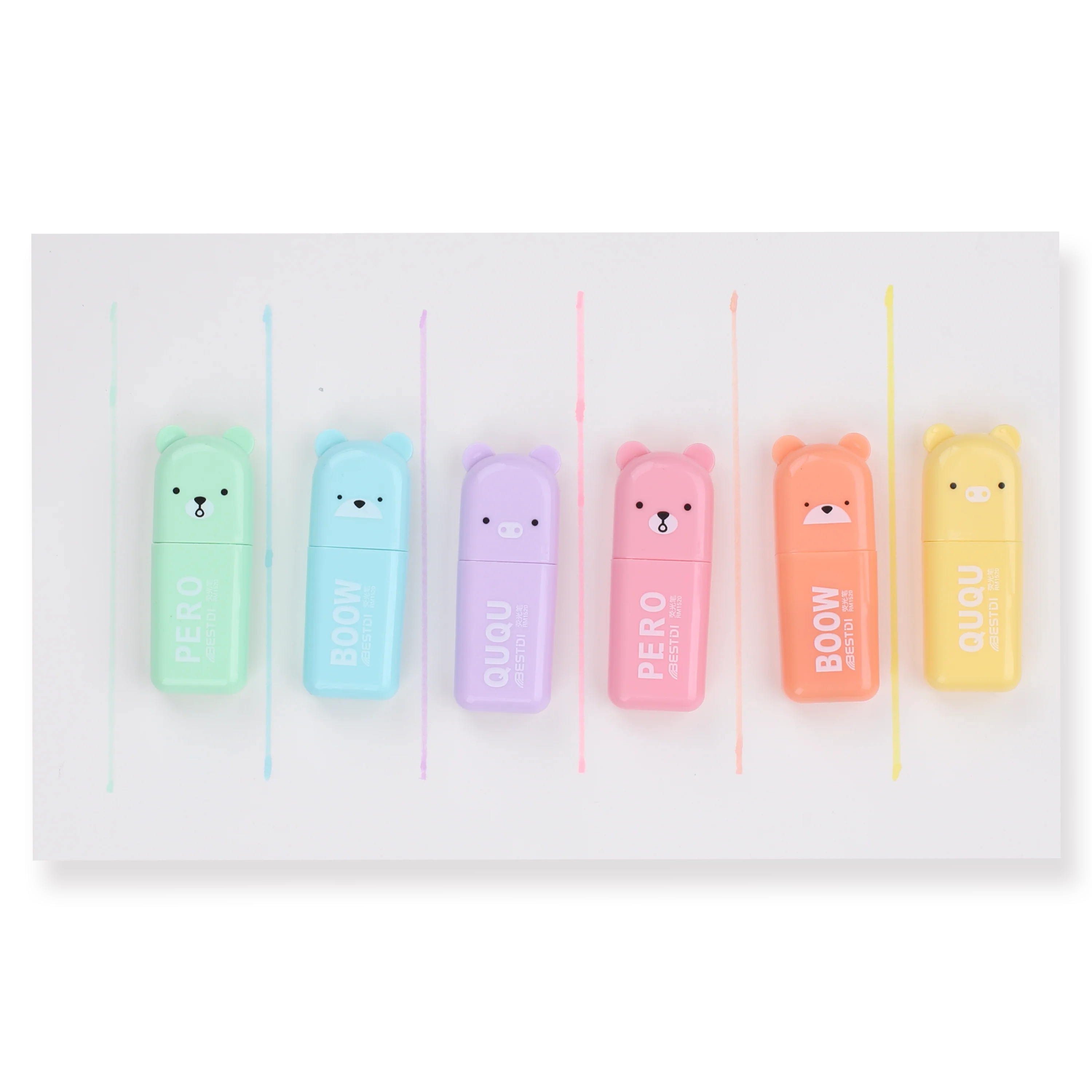 Bear-shaped Mini Highlighter - Set of 6 - Image 2