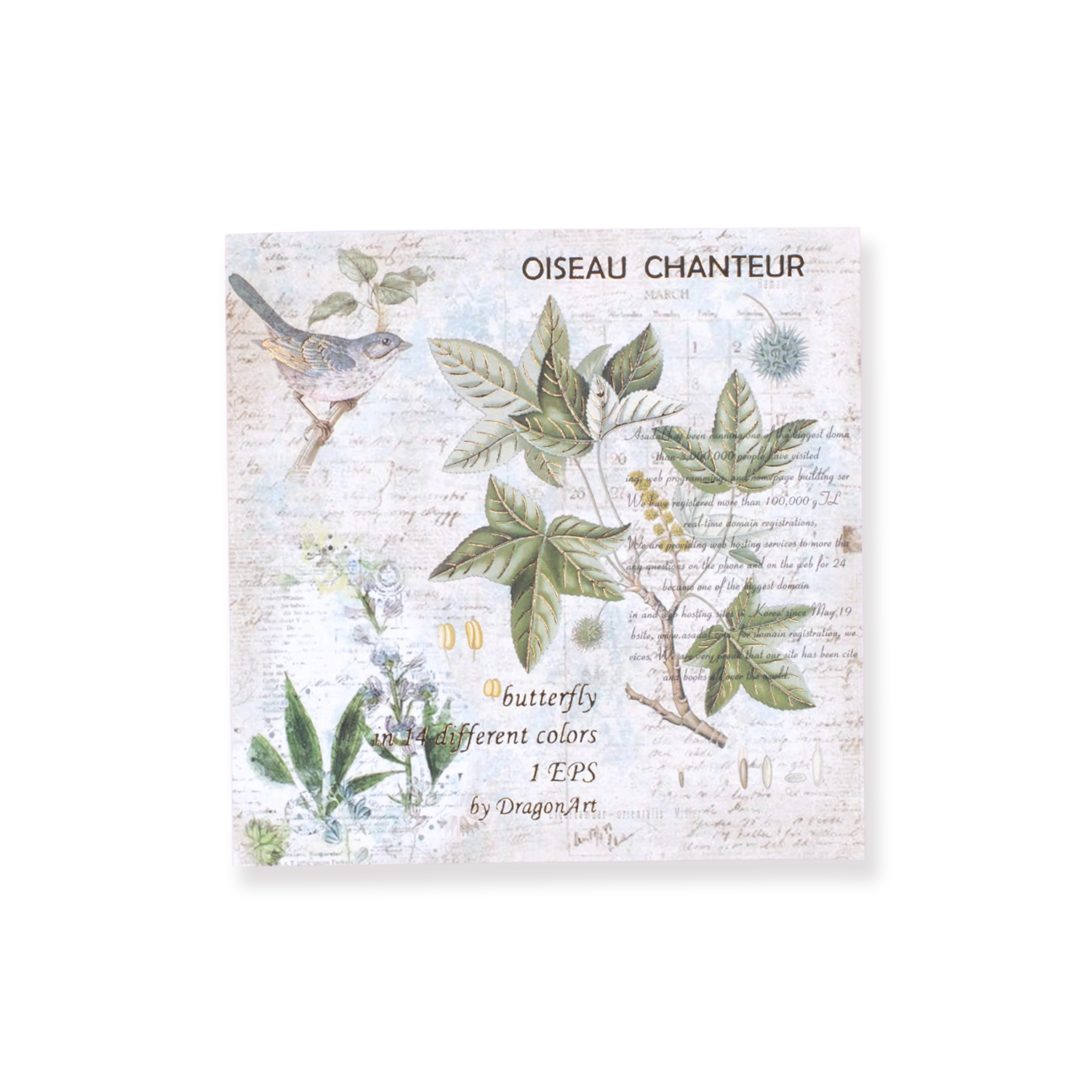 Bronzing Vintage Scrapbooking Paper - Plant - Image 16