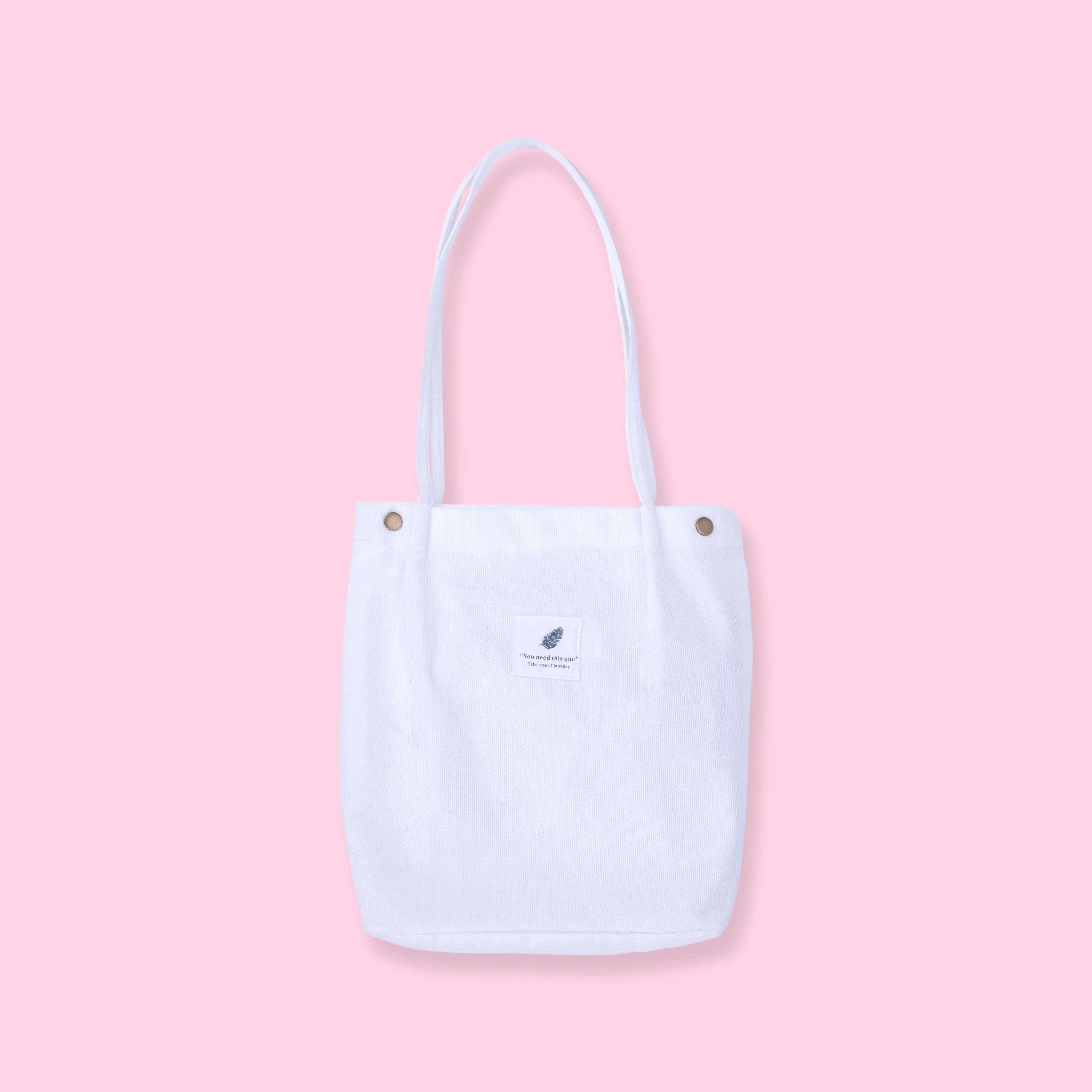 Corduroy Tote Bag - White