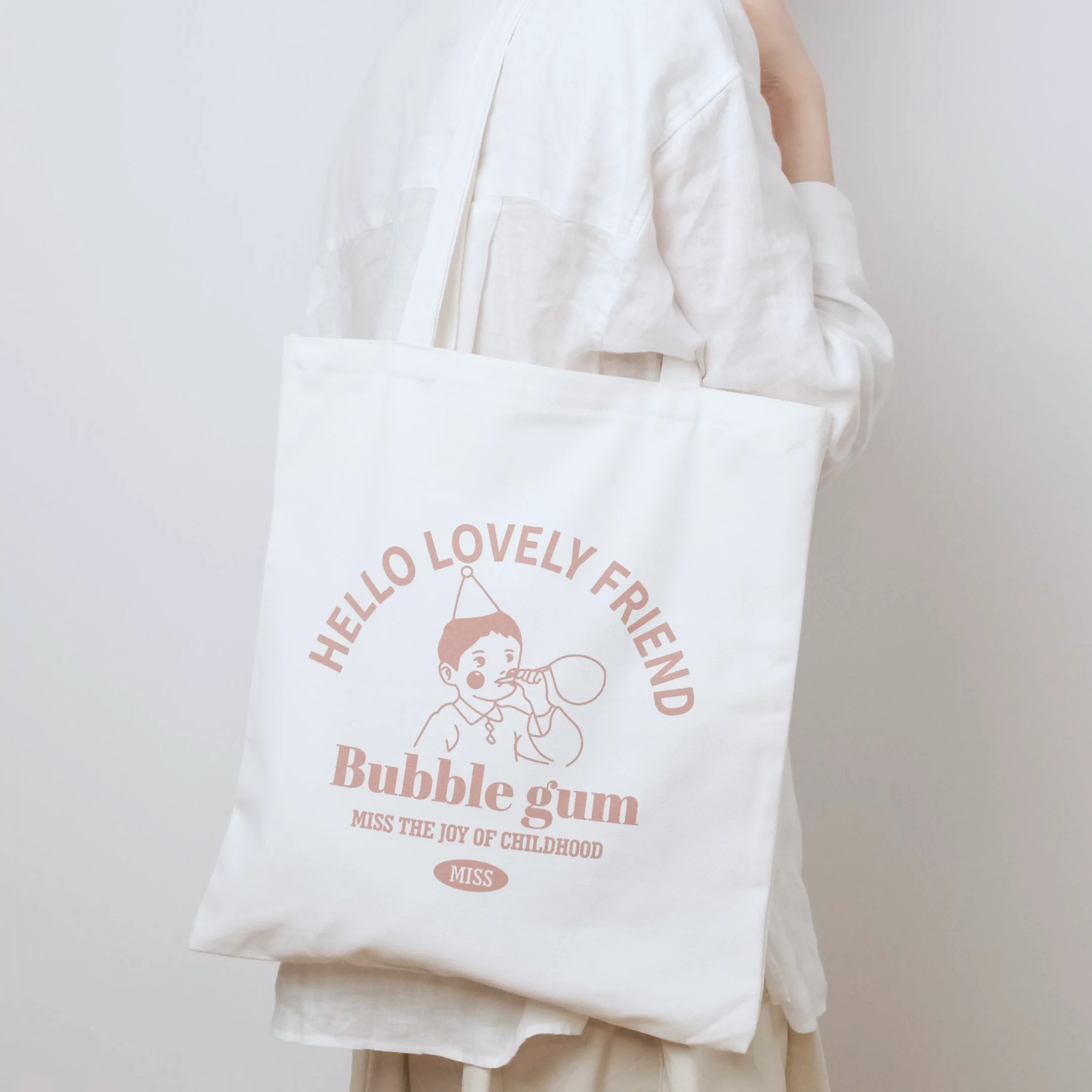 Cute Printed Stylish Tote Bag - White - Image 2