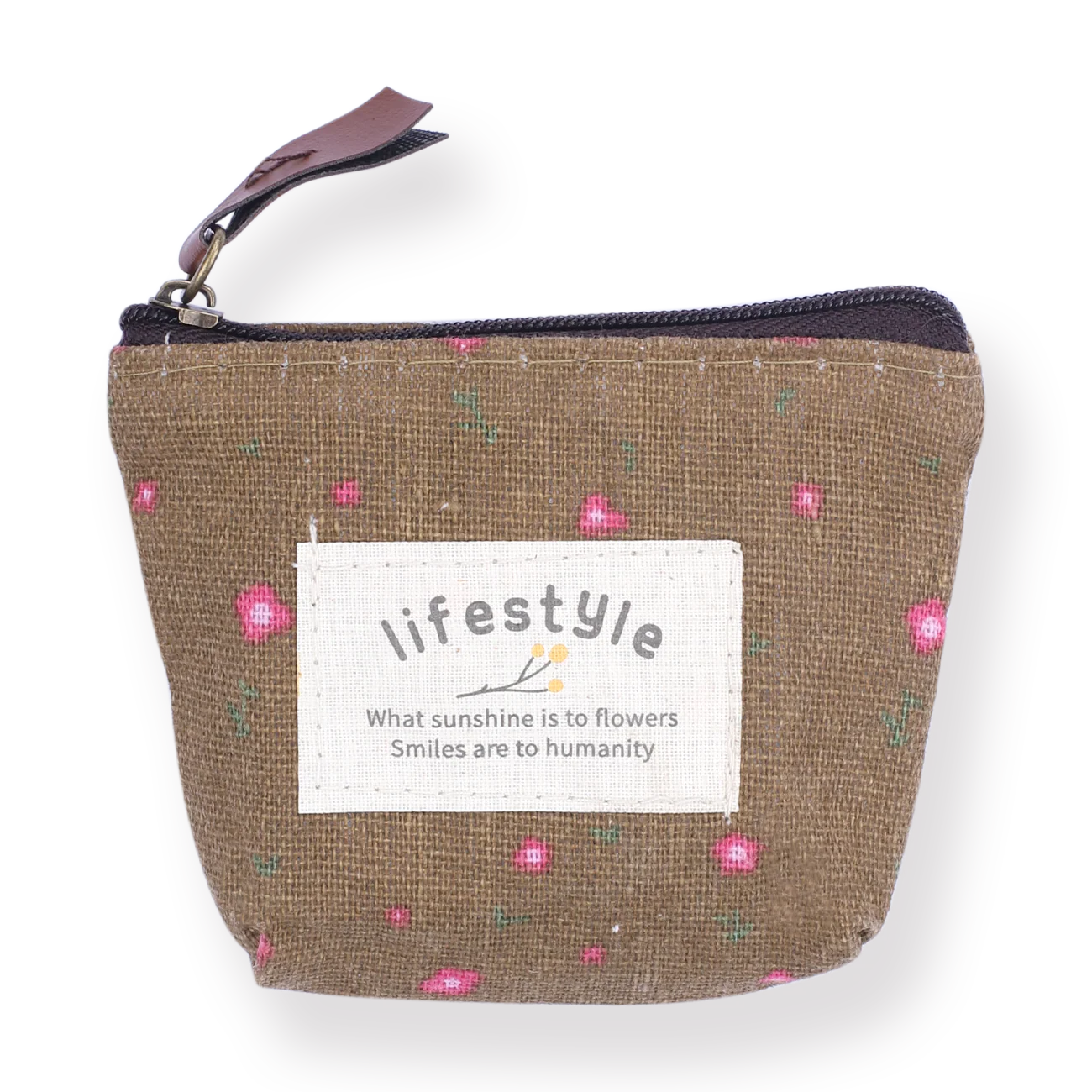 Floral Coin Purse - Brown