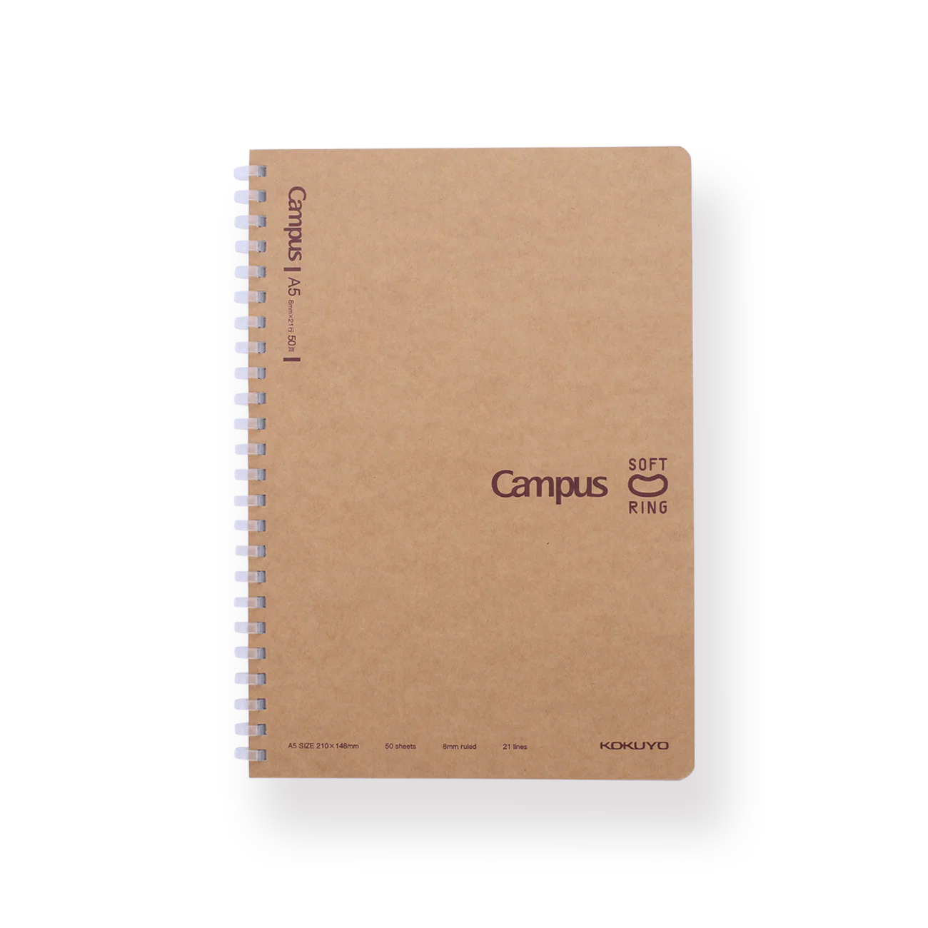 Kokuyo Campus Soft Ring Kraft Paper Cover Notebook - A5 - 8 mm Ruled