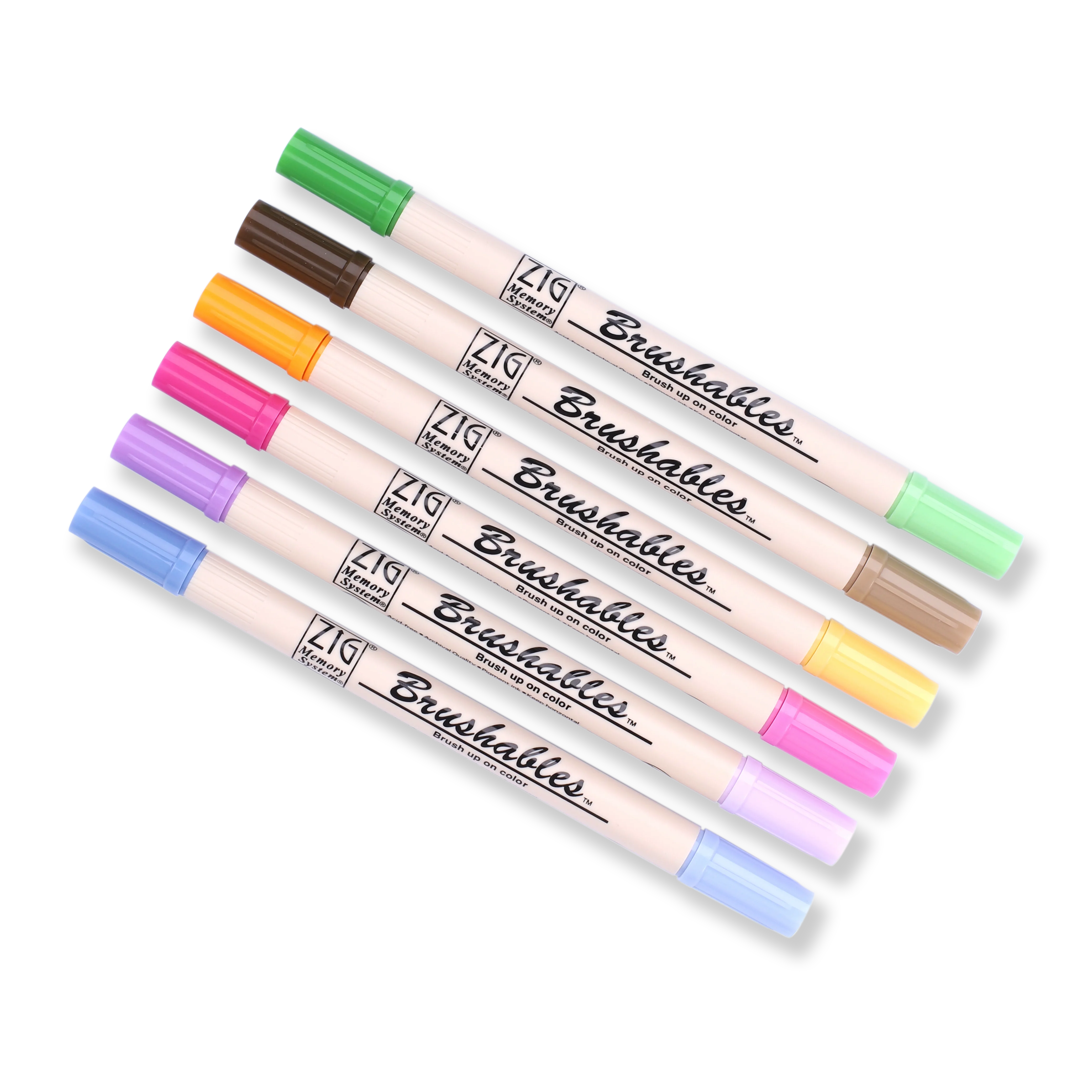 Kuretake ZIG Brushables Brush Pen - 6 Color Bright Set - Image 2