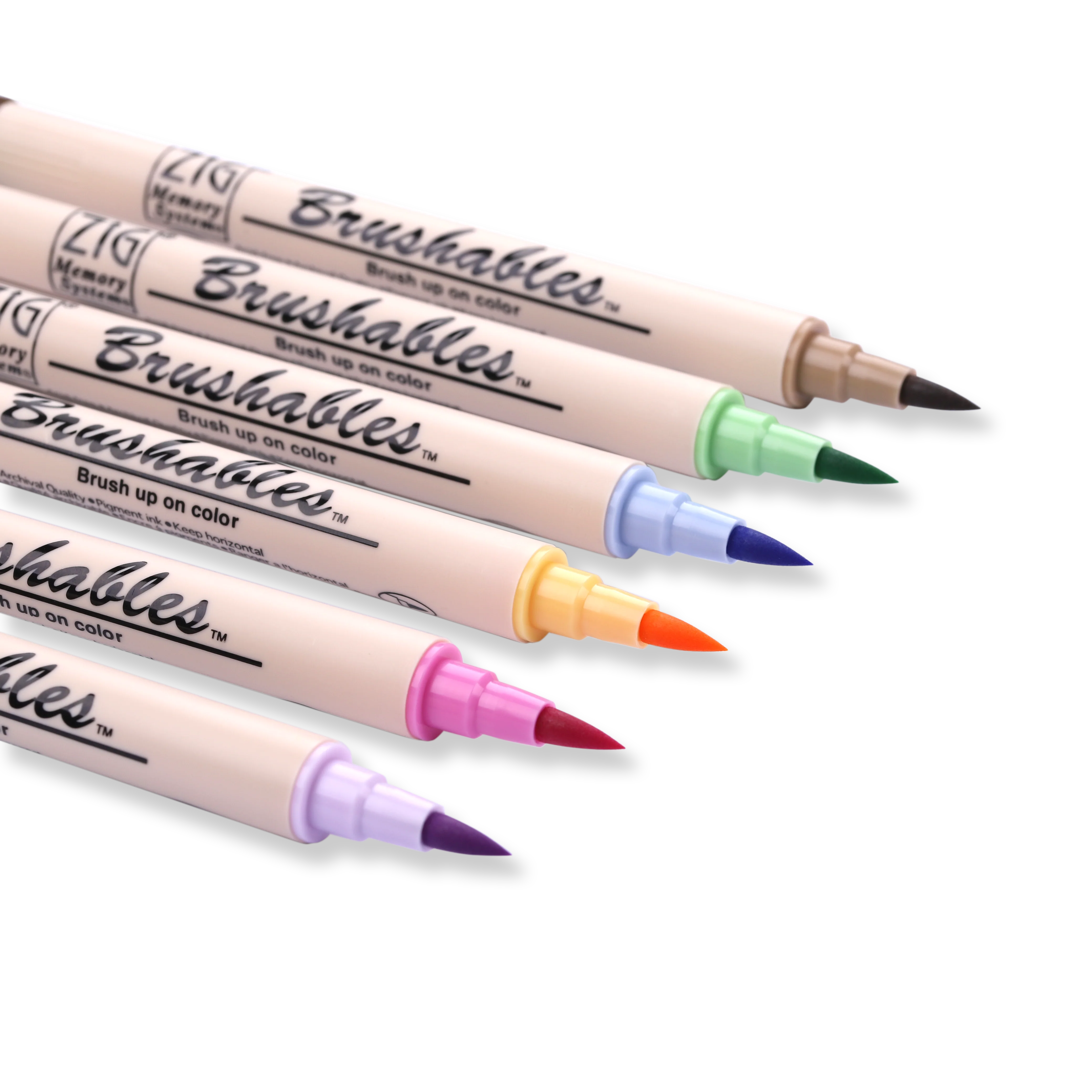 Kuretake ZIG Brushables Brush Pen - 6 Color Bright Set - Image 3