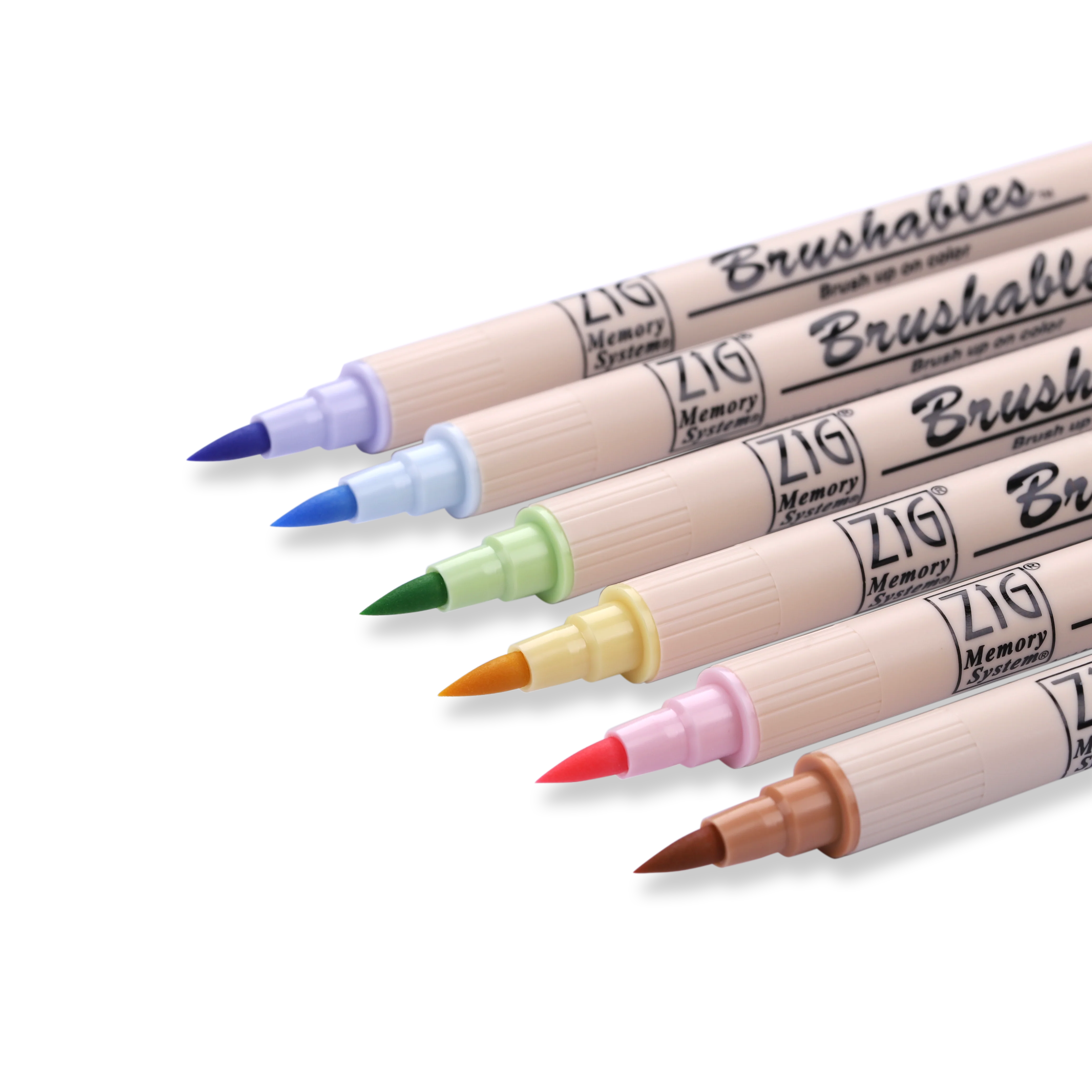 Kuretake ZIG Brushables Brush Pen - 6 Color Pastel Set - Image 3