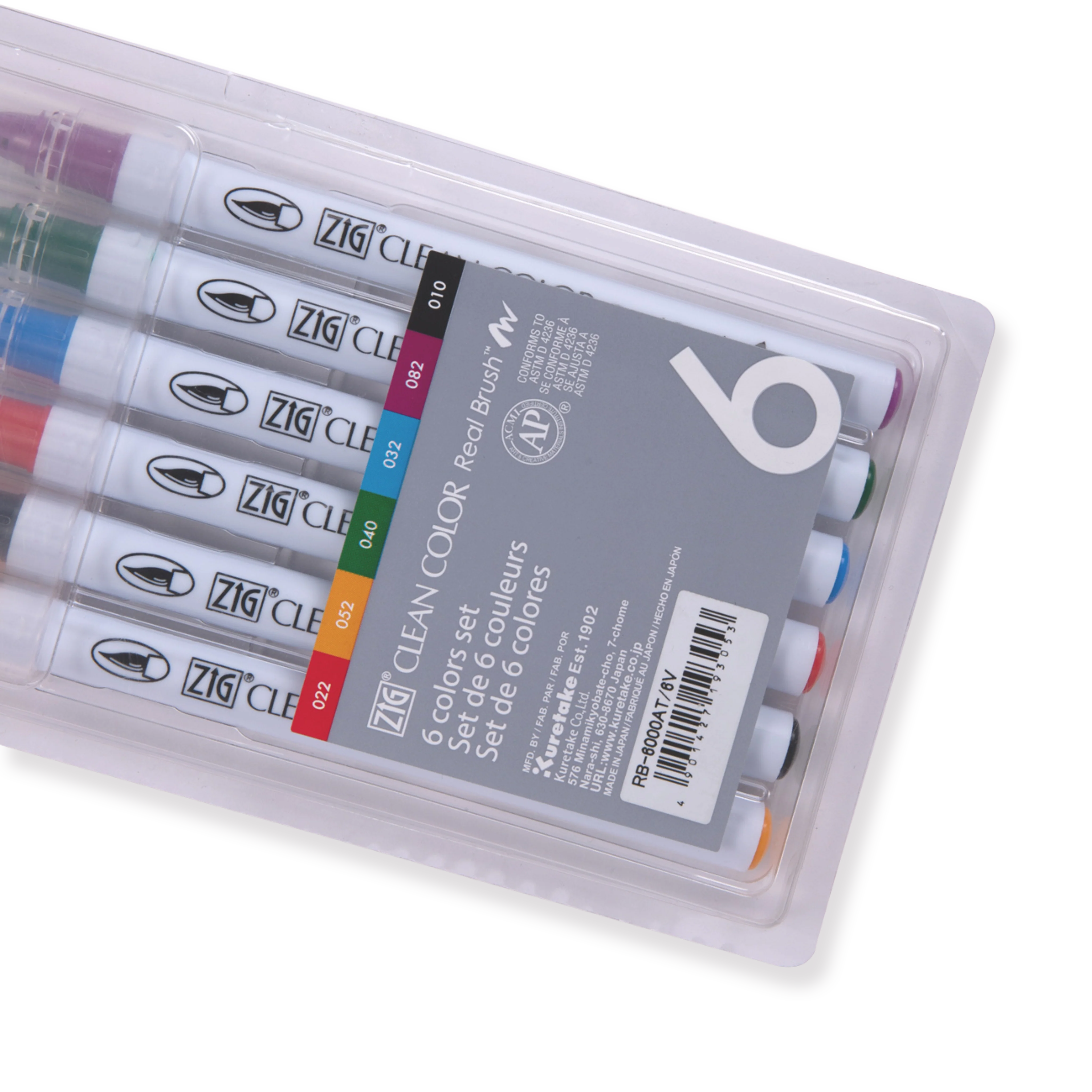 Kuretake ZIG Clean Color Real Brush Pen - 6 Color Set - Image 4