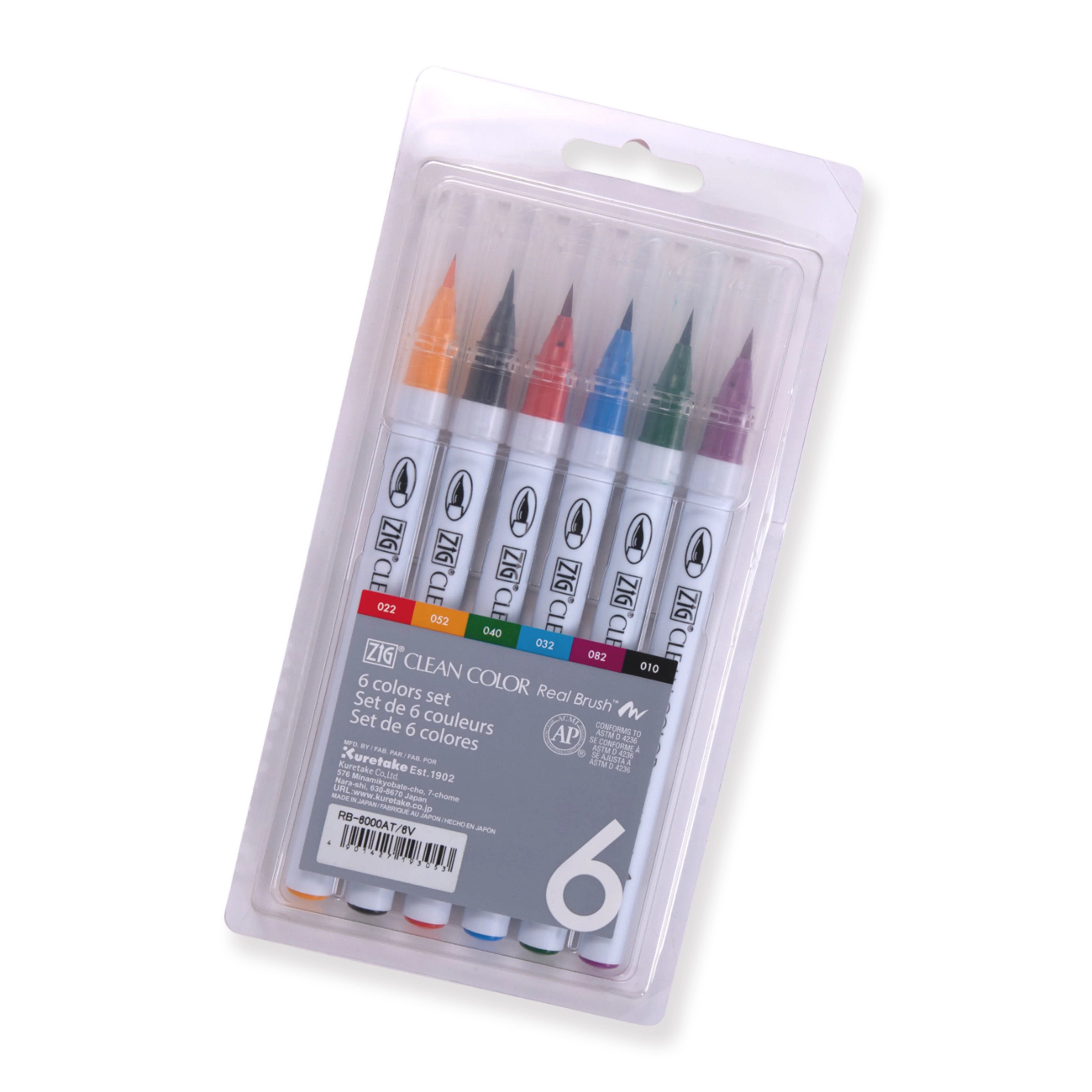 Kuretake ZIG Clean Color Real Brush Pen - 6 Color Set - Image 6