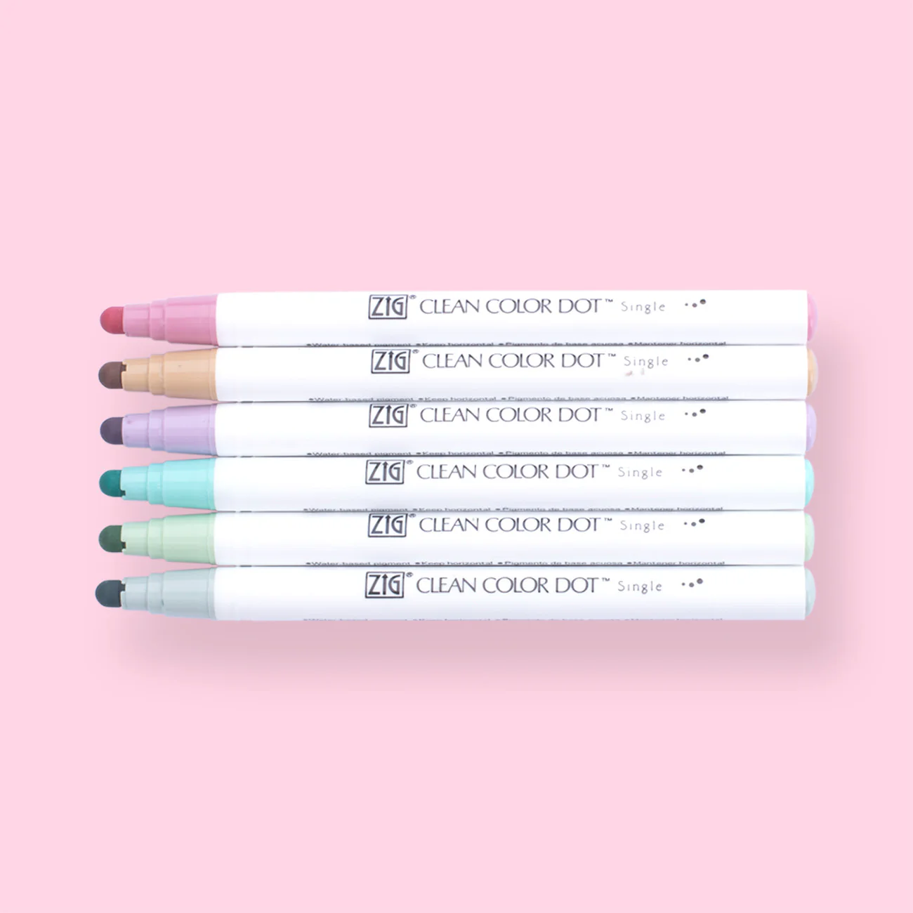 Kuretake Zig Clean Colour Dot Single Marker - Set of 6 - Mild Smoky - Image 2