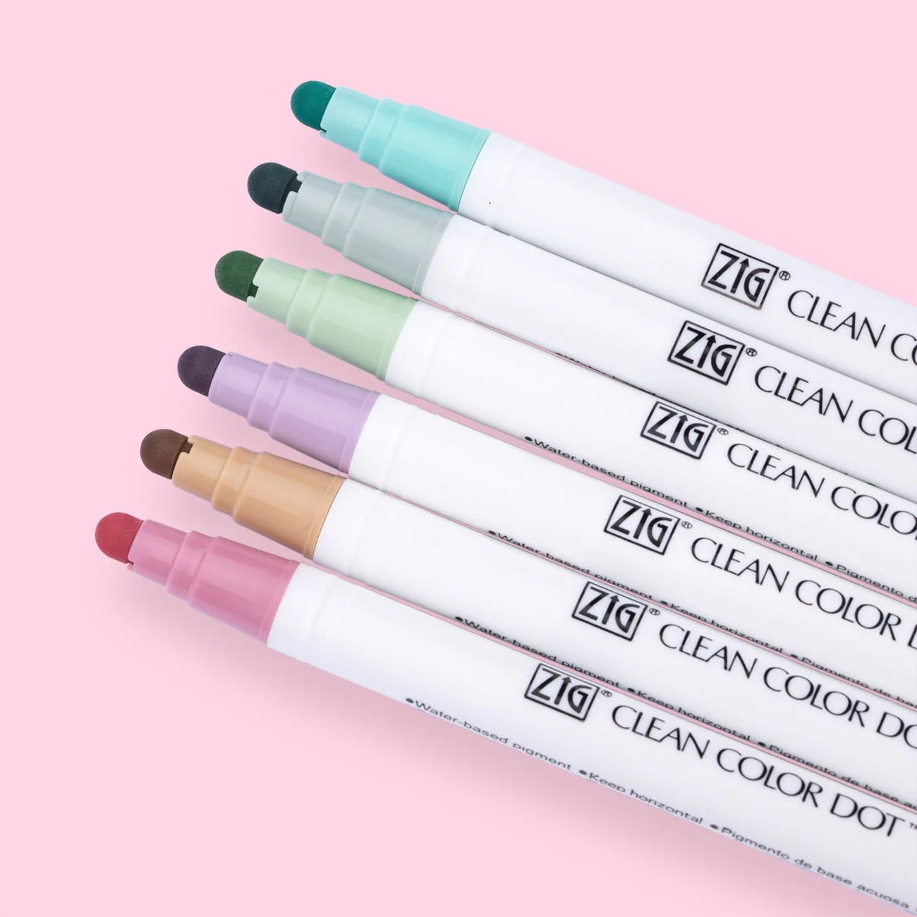 Kuretake Zig Clean Colour Dot Single Marker - Set of 6 - Mild Smoky - Image 4