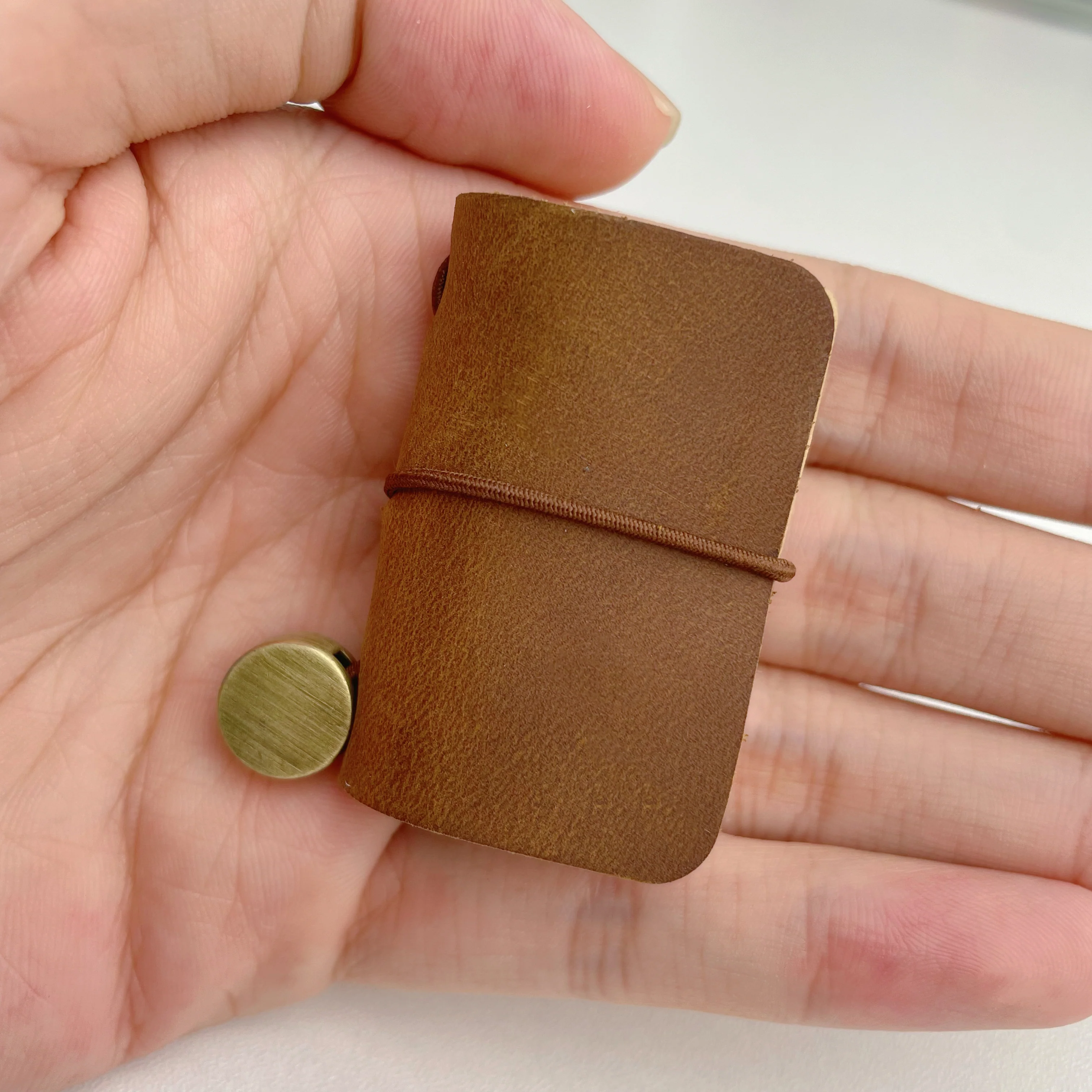 Mini Leather Notebook - Brown - Image 4