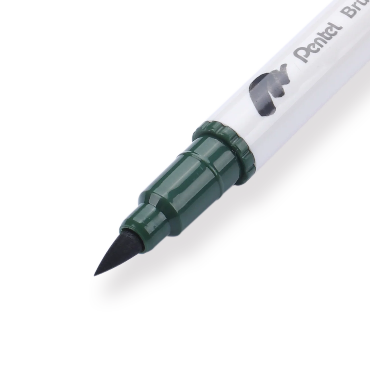 Pentel Brush Sign Pen Twin - Olive Green - Image 2