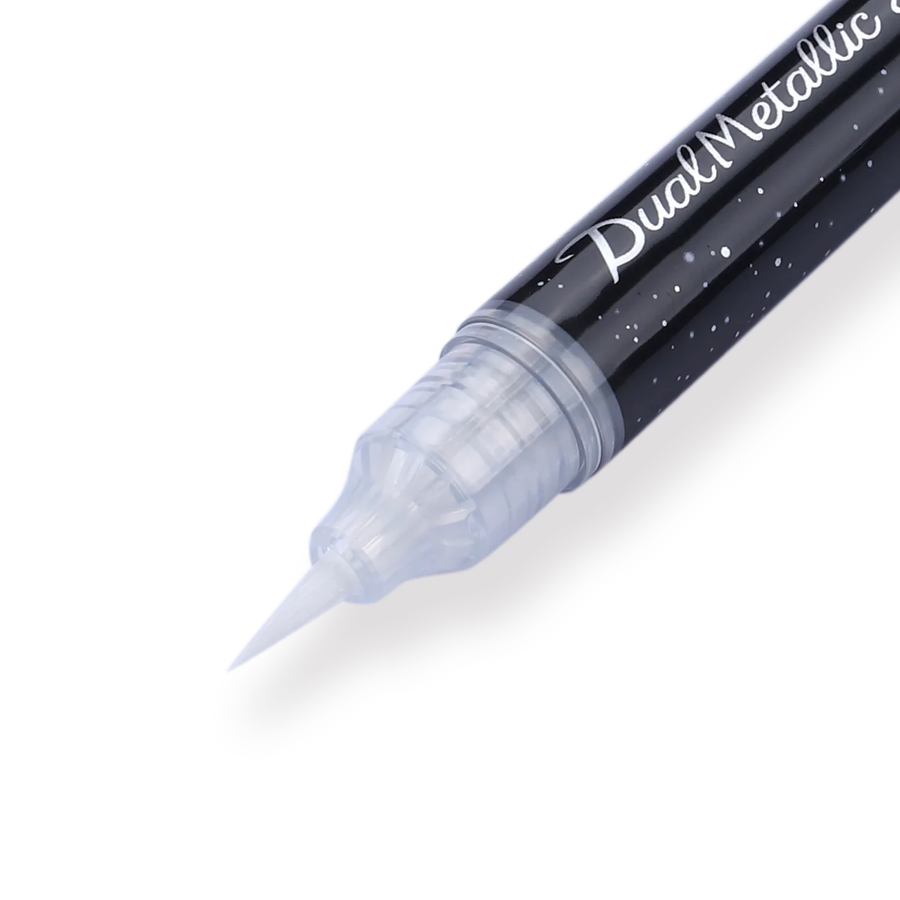 Pentel Dual Metallic Brush Pen - Green + Metallic Blue - Image 2