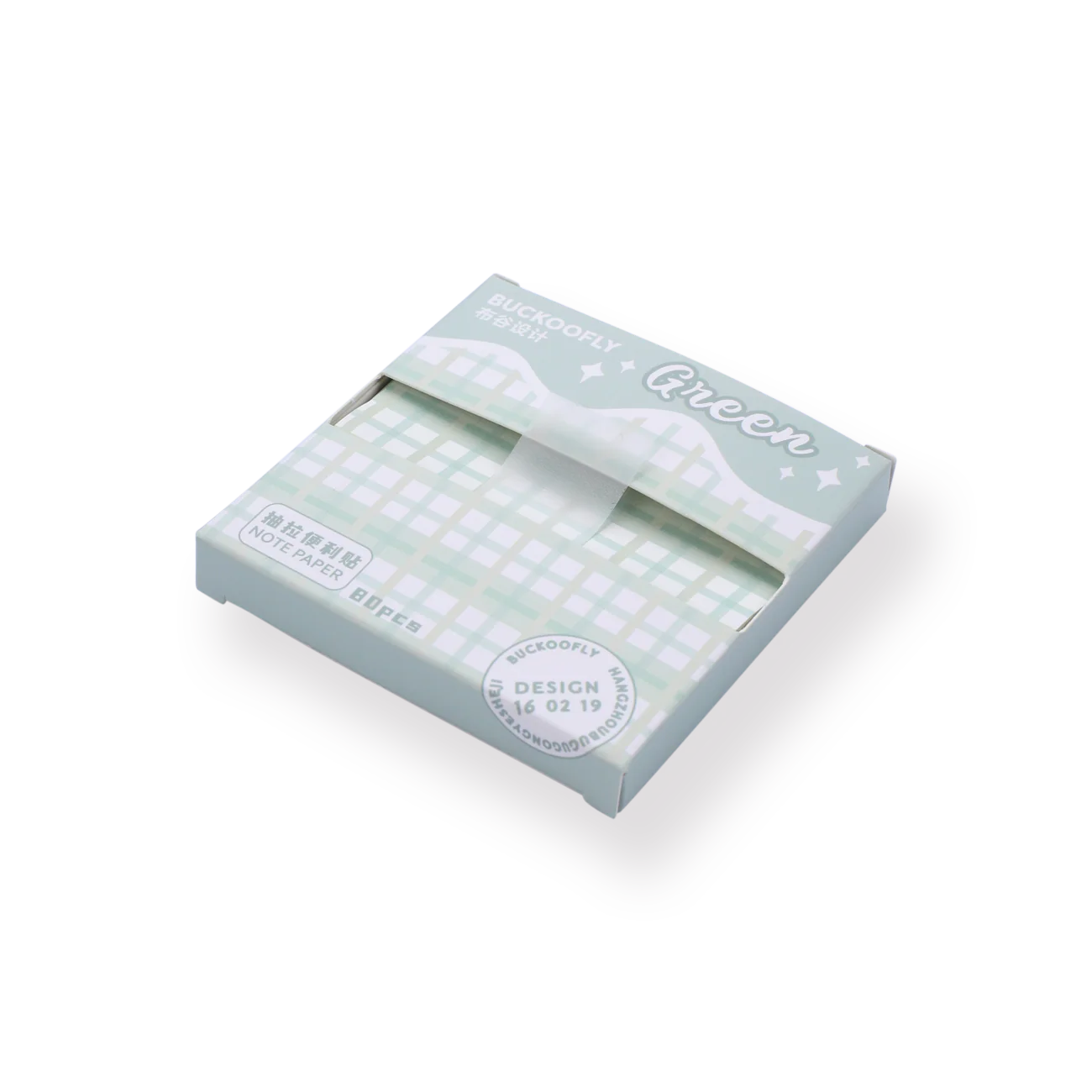 Plaid Pull-Out Sticky Notes - Green - Image 2