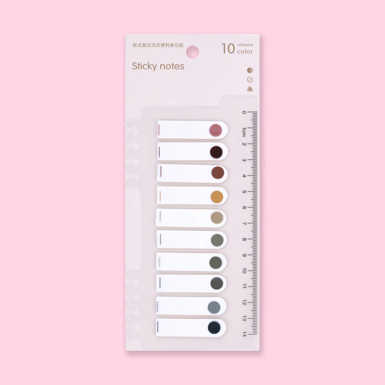 Tag Sticky Notes with Ruler - Set of 10 - Vintage Round
