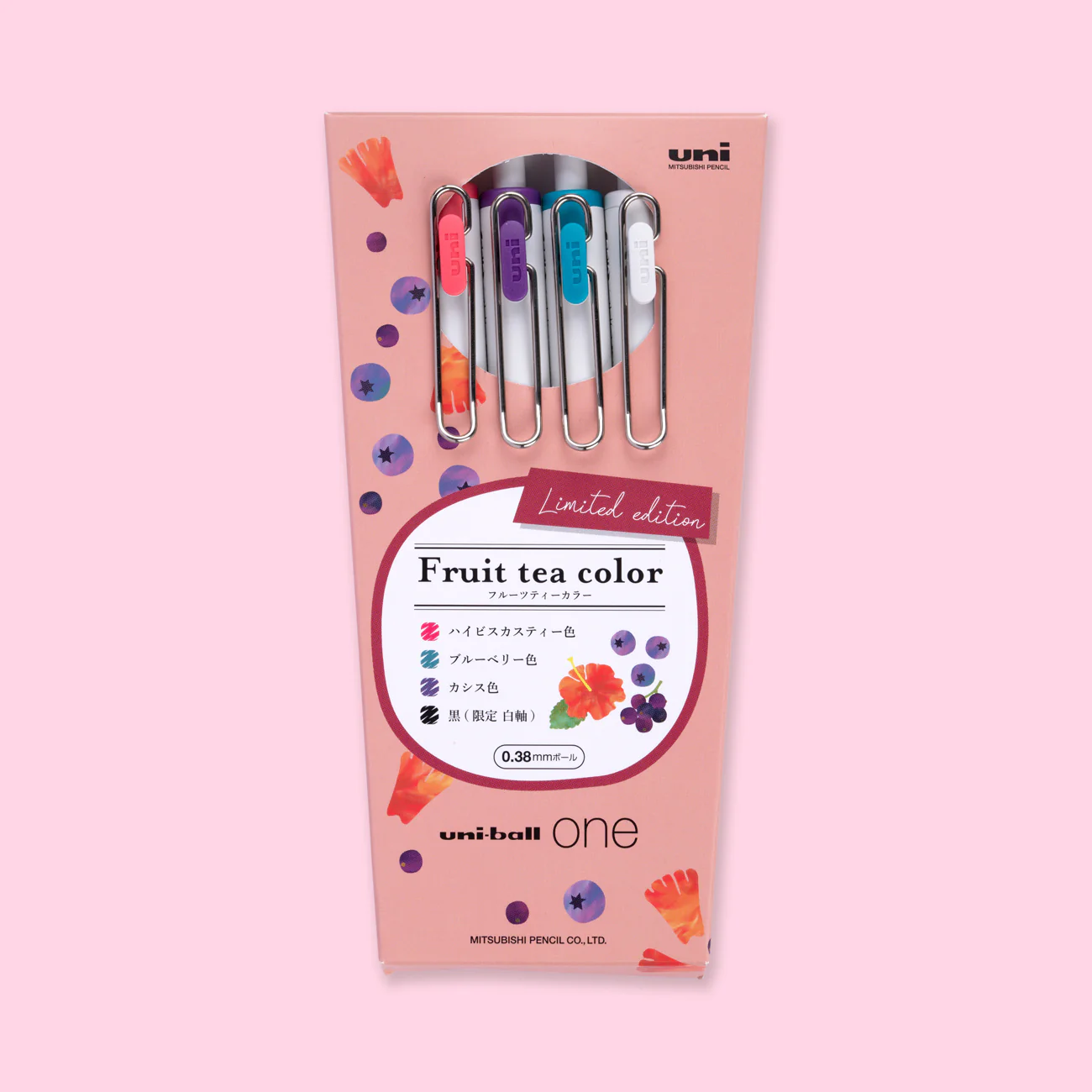 Uni-Ball One Gel Ink Ballpoint Pen Limited Edition - Fruit Tea Color - 0.38 mm - Recharge Set